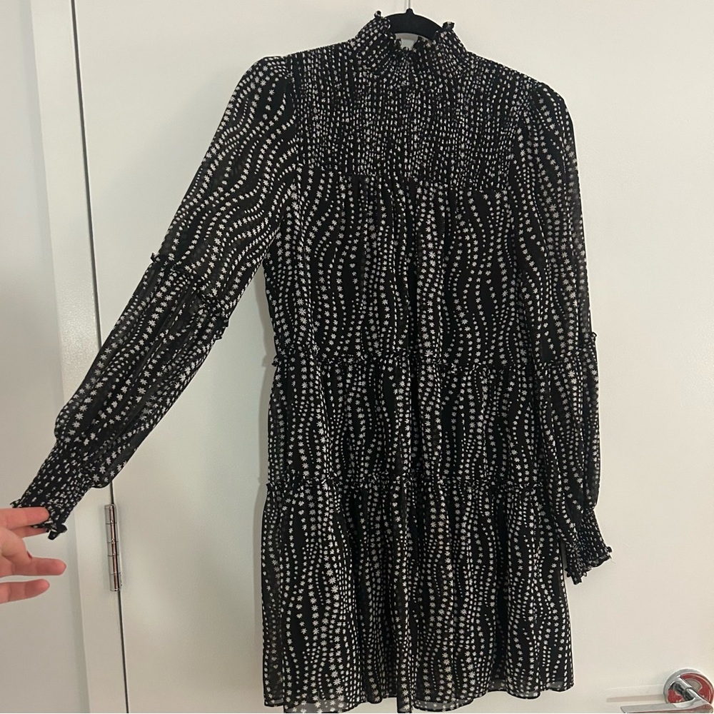 Cinq a Sept ✨Starry ✨ Stephanie Black Patterned Holiday Dress